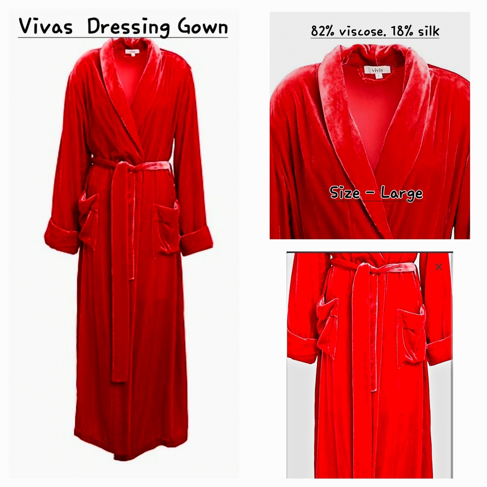 Vivas Red Silk/viscose Velvet Robe with Kimono Sleeves and Tie Belt